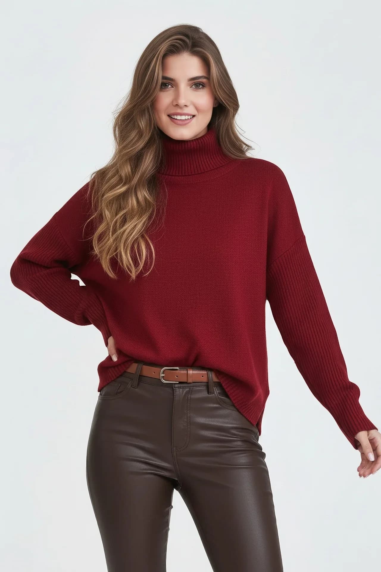 Blusa Tricot Gola Alta Fenda